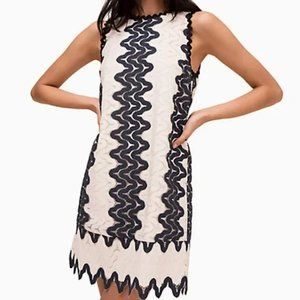Kate Spade Sand Dune Lace Black/Cream Shift Dress SIZE 6